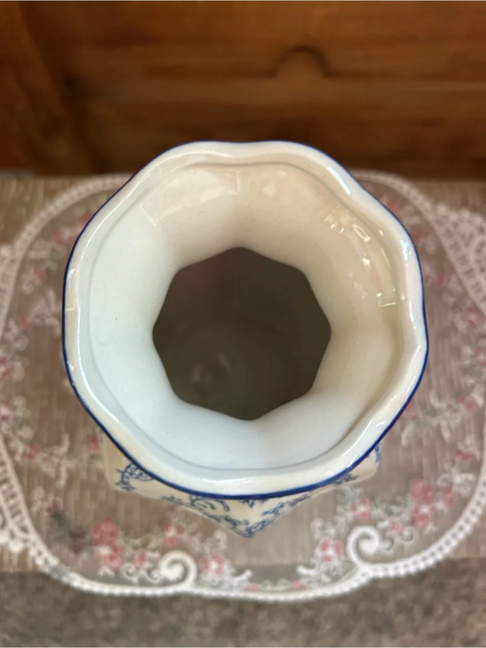 Blue and White Floral Ceramic Vase - Classic Home Accents